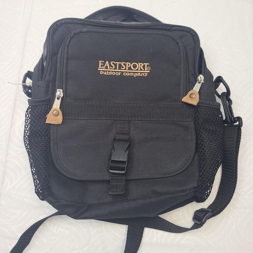 Vintage Eastport Outdoor Company Black Canvas and Tan Suede Backpack